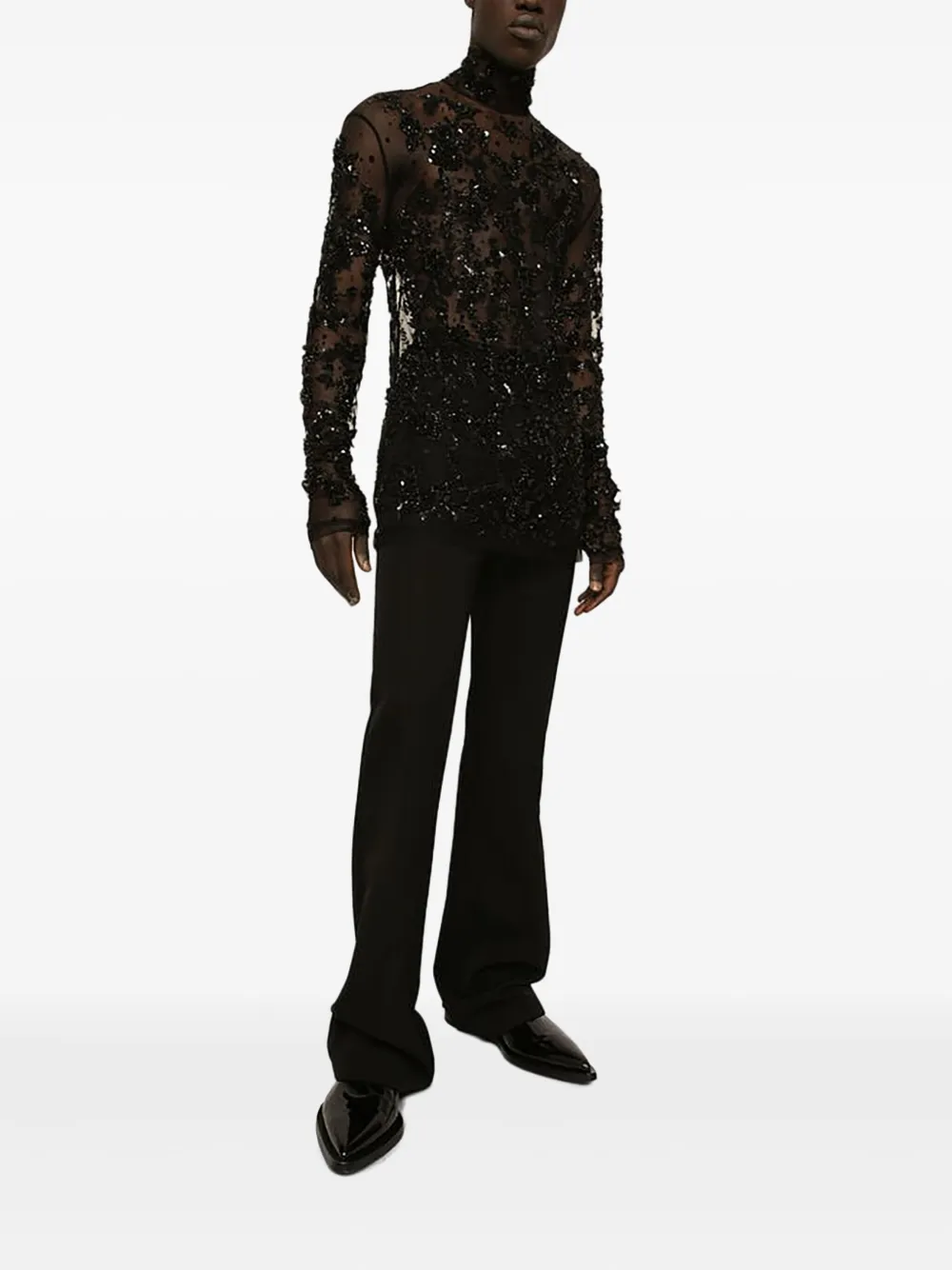 Dolce & Gabbana Tulen top met hoge hals Zwart