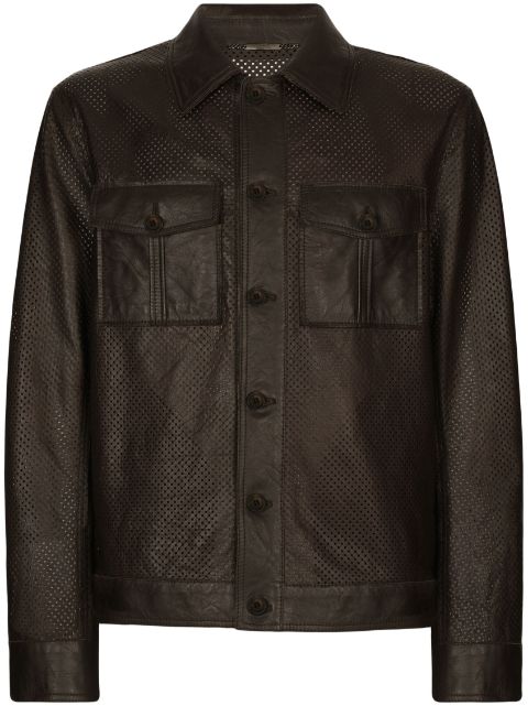 Dolce & Gabbana perforated leather shirt jacket