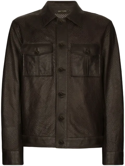 Dolce & Gabbana perforated leather shirt jacket