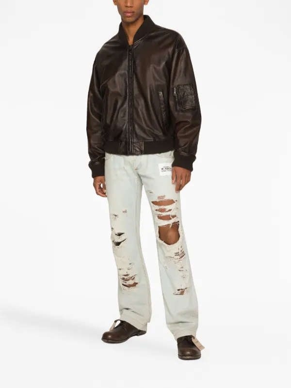 Dolce & Gabbana レザー ボンバージャケット | ブラウン | FARFETCH JP