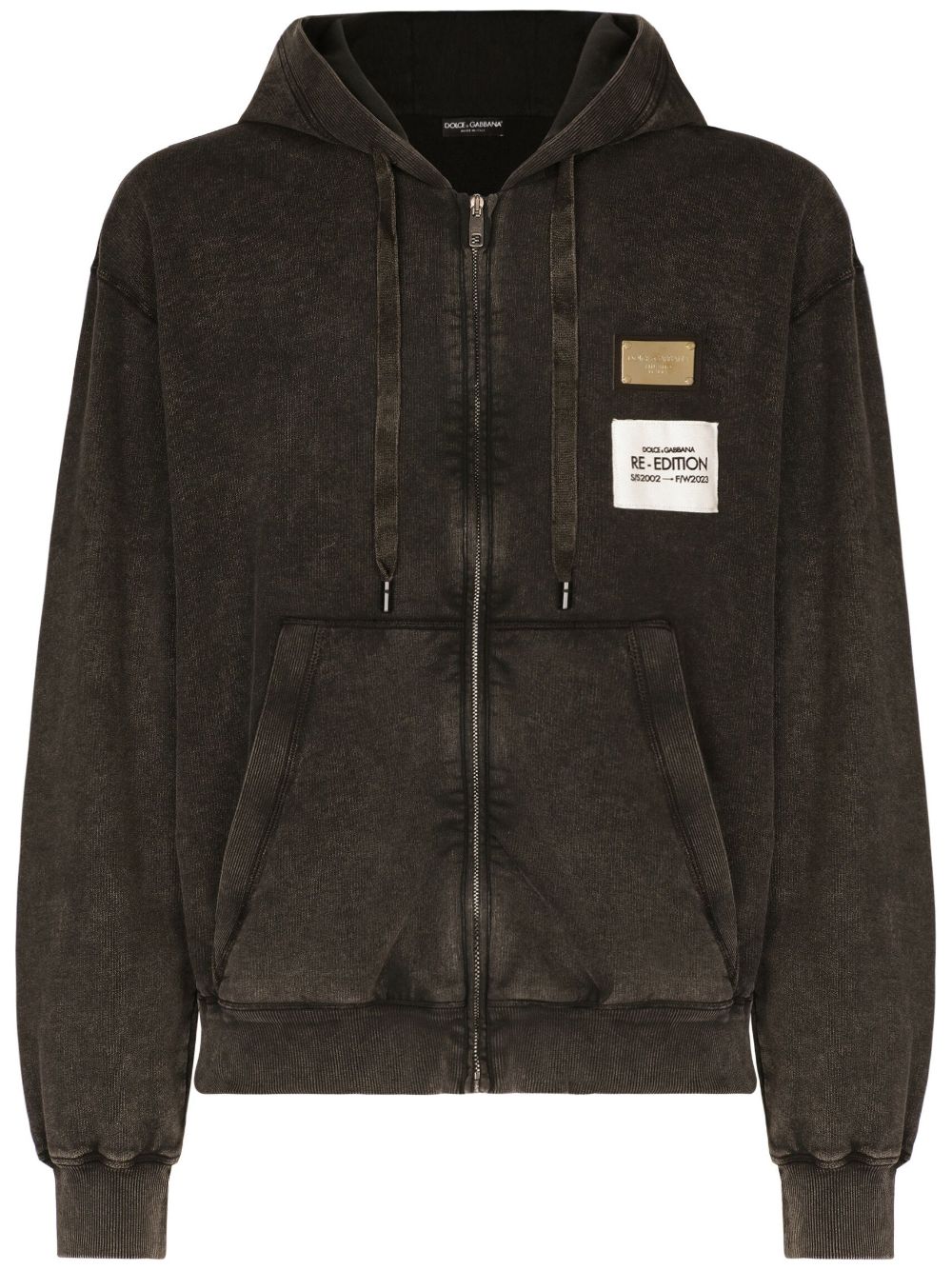 DOLCE & GABBANA LOGO-PATCH ZIPPED CARDIGAN