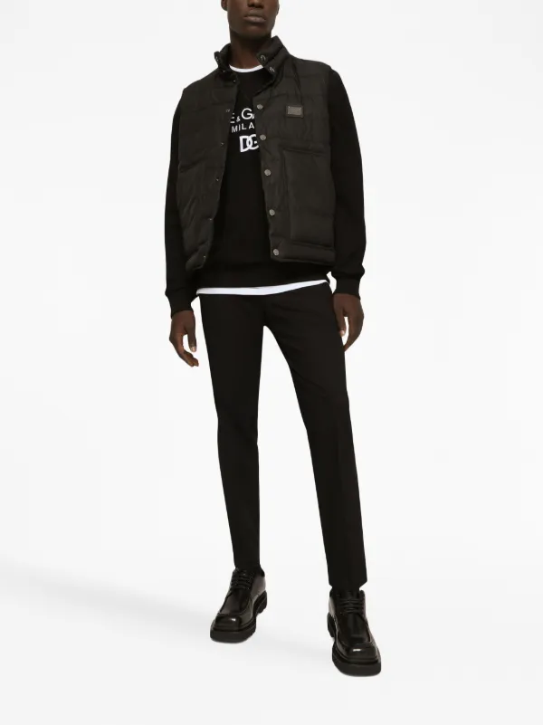Dolce & Gabbana logo-plaque Padded Gilet | Black | FARFETCH