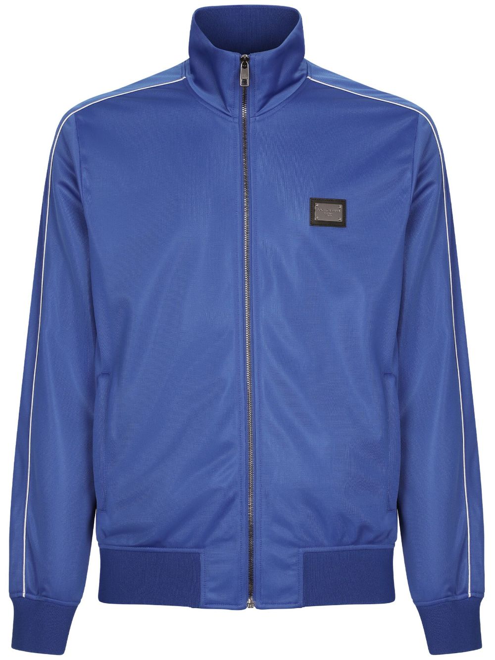 Dolce & Gabbana Logo-plaque Zip-up Jacket In Blue