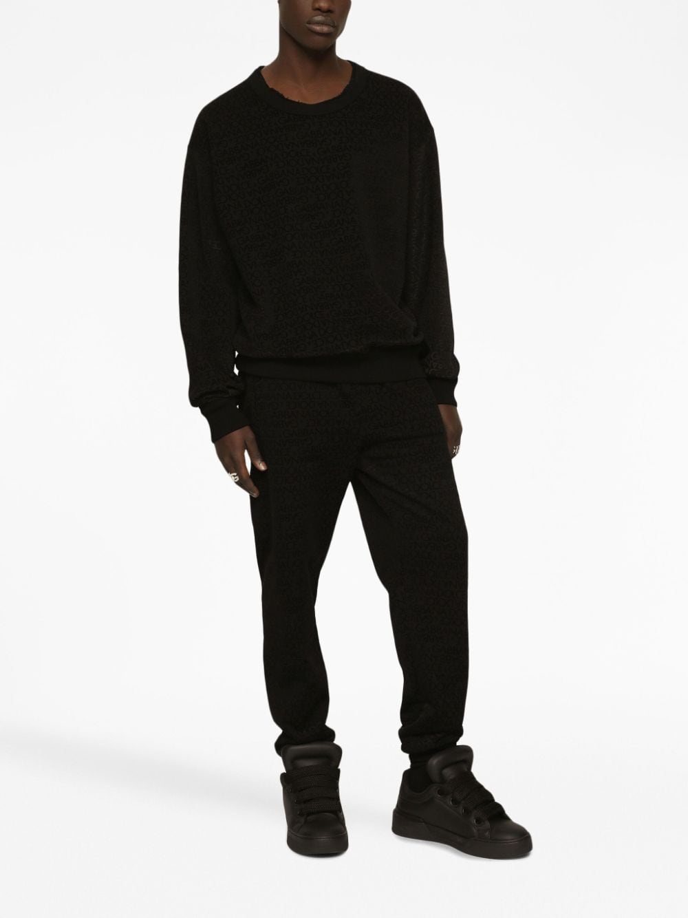 Shop Dolce & Gabbana Logo-print Cotton Sweatshirt In Black