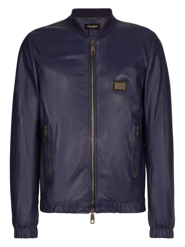 Dolce & Gabbana ダークブルーレザージャケット 48 Dolce & Gabbana ダークブルーレザージャケット サイズ48 ブラックの