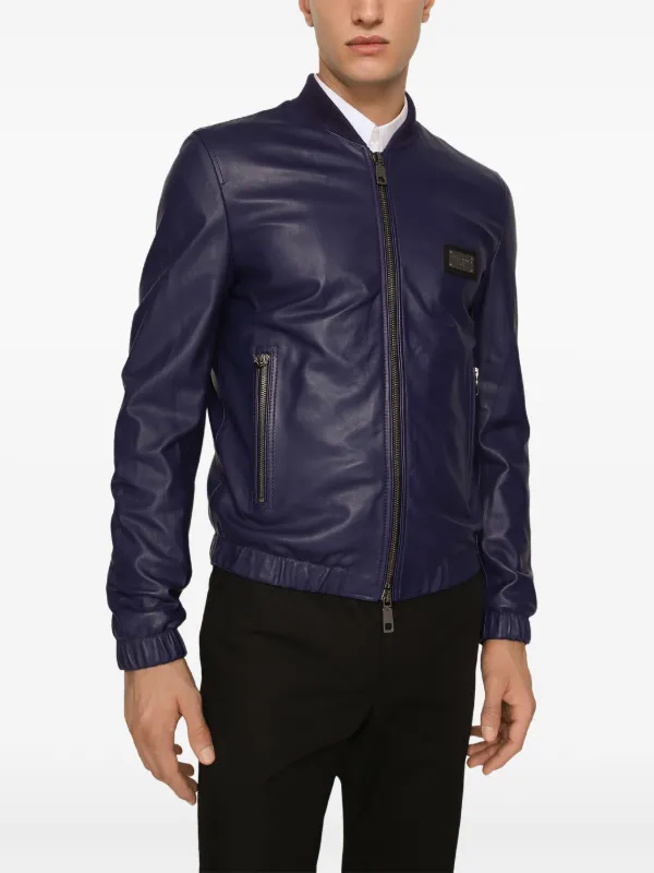 Dolce & Gabbana Leather Jacket | Blue | FARFETCH