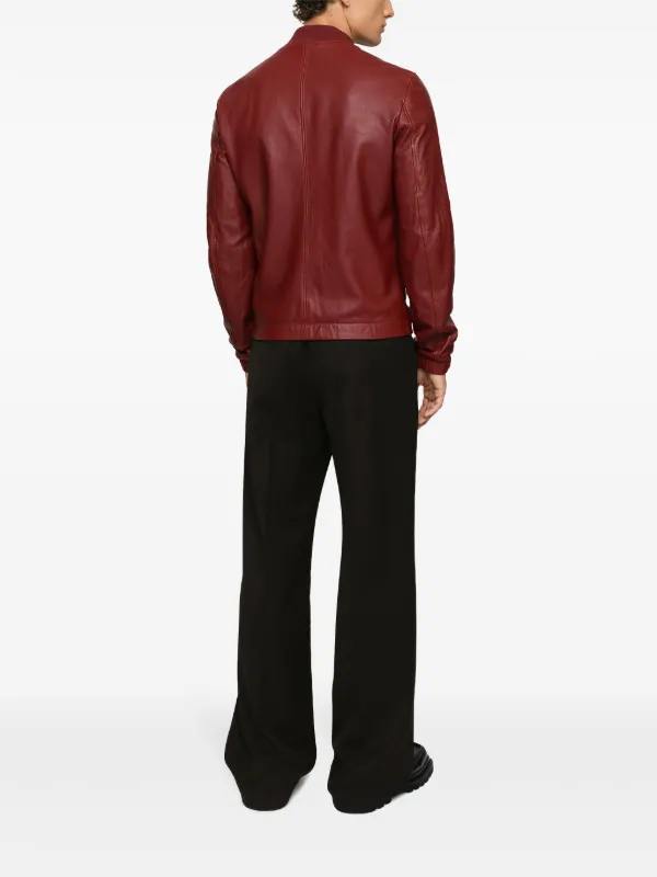 Dolce & Gabbana チェック柄ジャケット レッド DOLCE & GABBANA Jacket Red Leopard Polyester Bomber FullZip