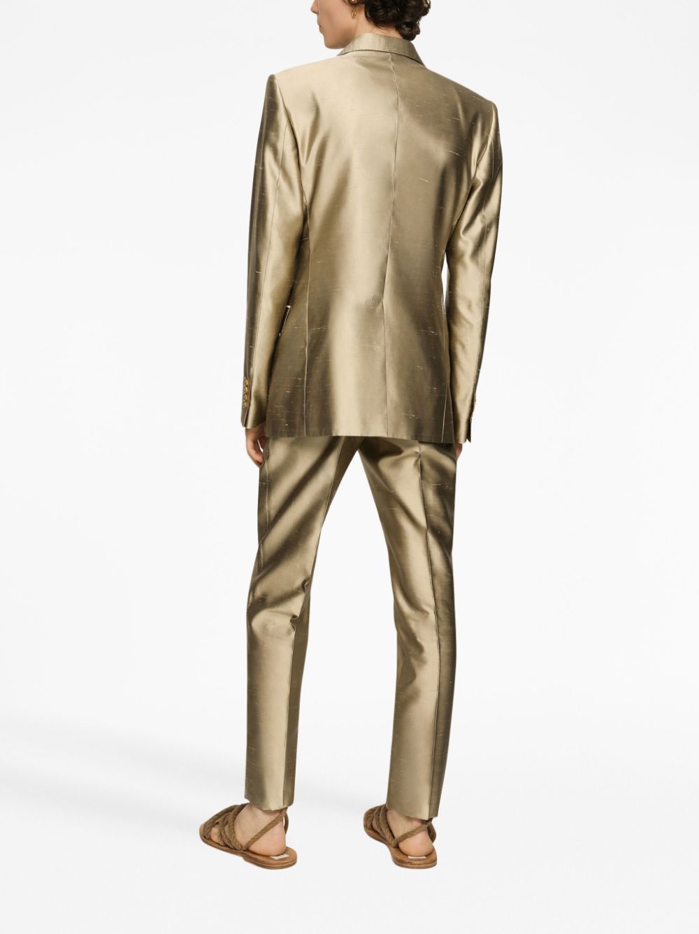 Shop Dolce & Gabbana Double-breasted Suit In Gold