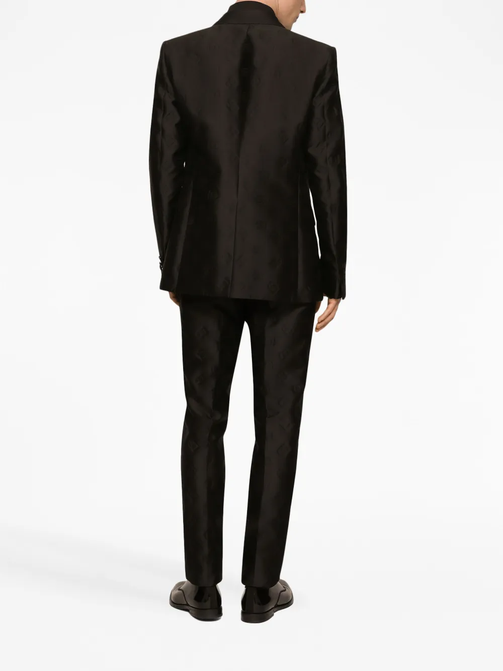 Shop Dolce & Gabbana Double-breasted Monogram-print Suit In Black