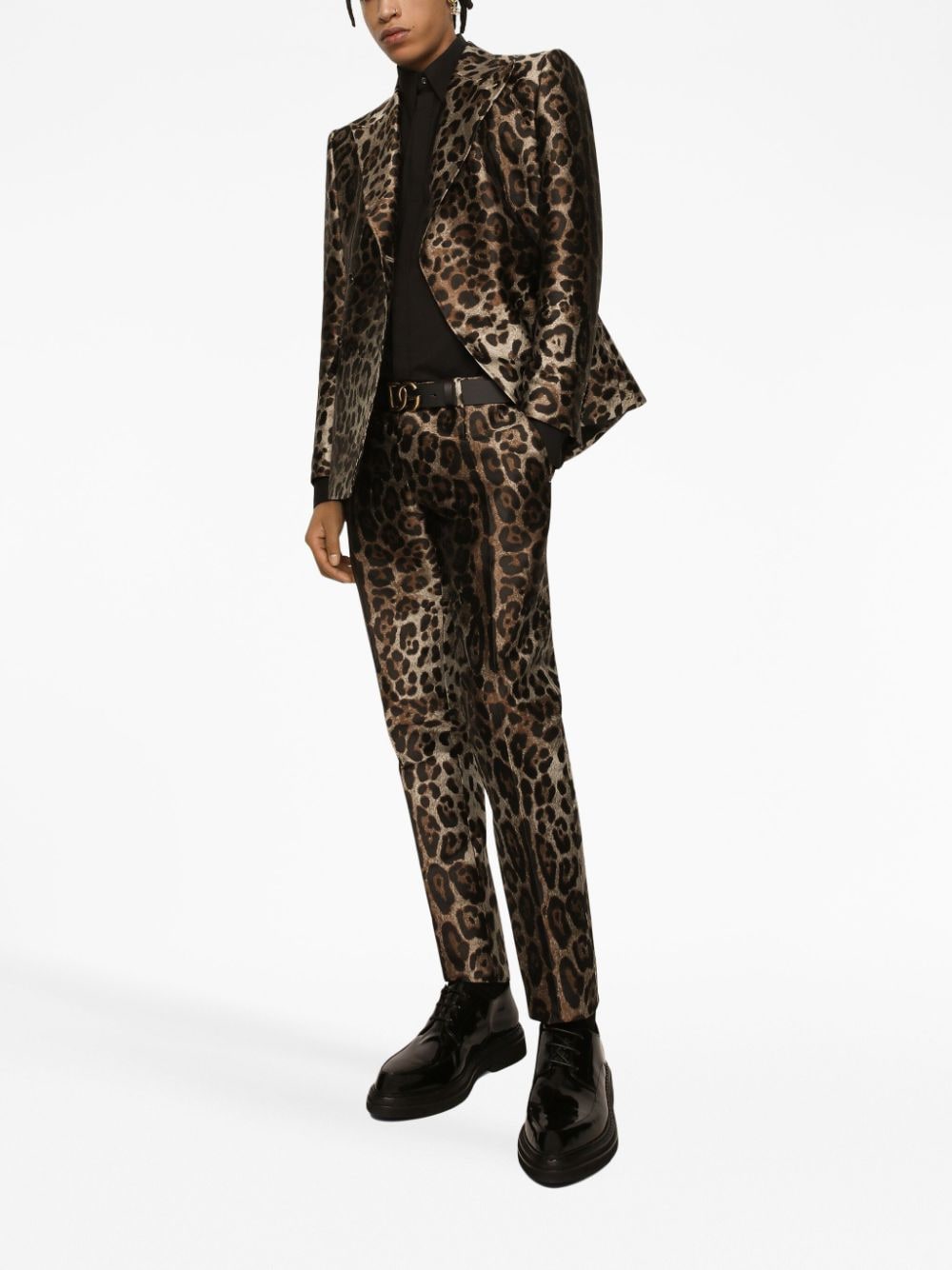 Shop Dolce & Gabbana Double-breasted Leopard-print Suit In Brown