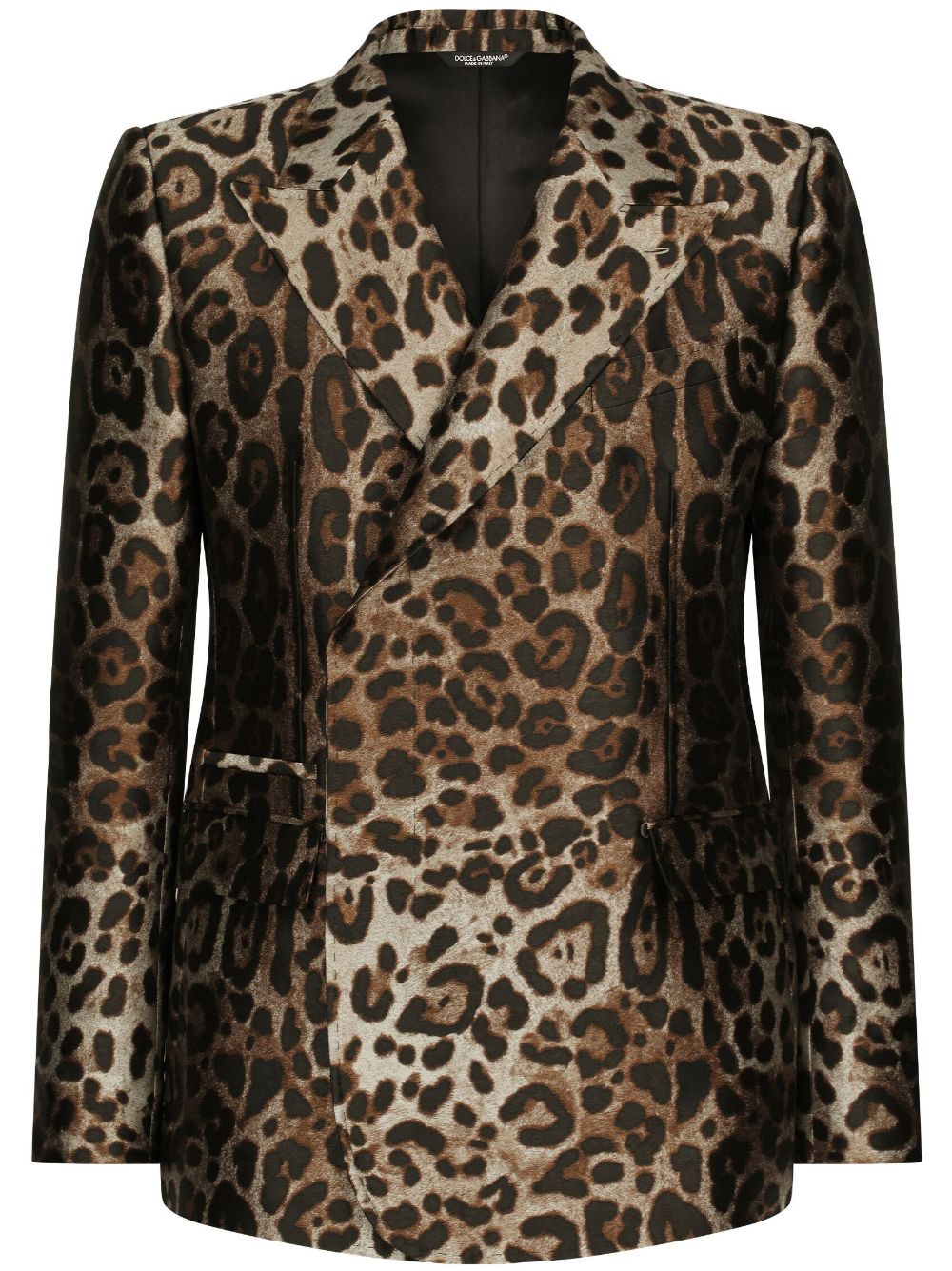 Dolce & Gabbana Doppelreihiger Anzug Mit Leo-print In Brown