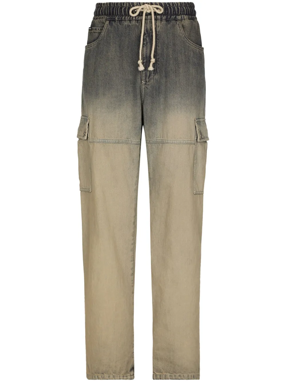 Shop Dolce & Gabbana Drawstring Cargo Jeans In Neutrals