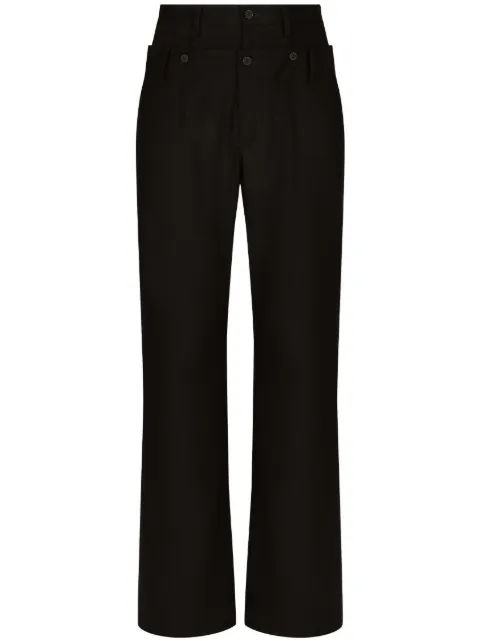 Dolce & Gabbana logo-patch wide-leg trousers