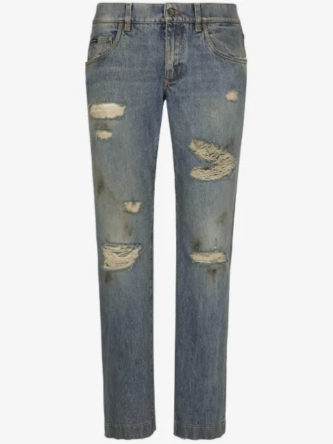 Dolce & Gabbana ripped slim-fit jeans 