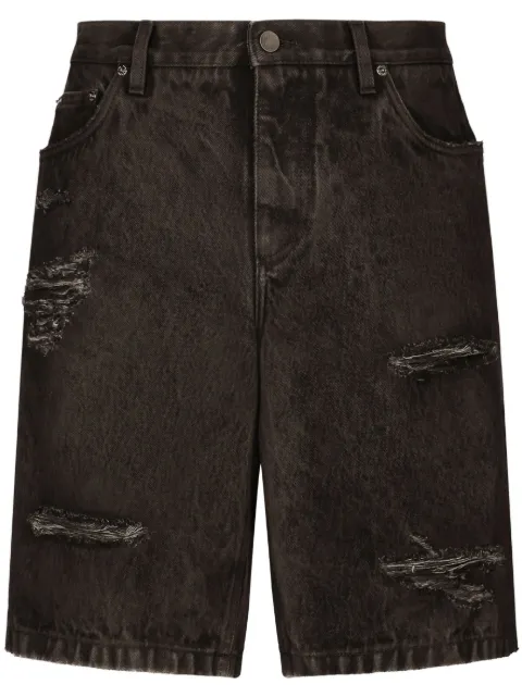 Dolce & Gabbana ripped-detailing knee-length denim shorts