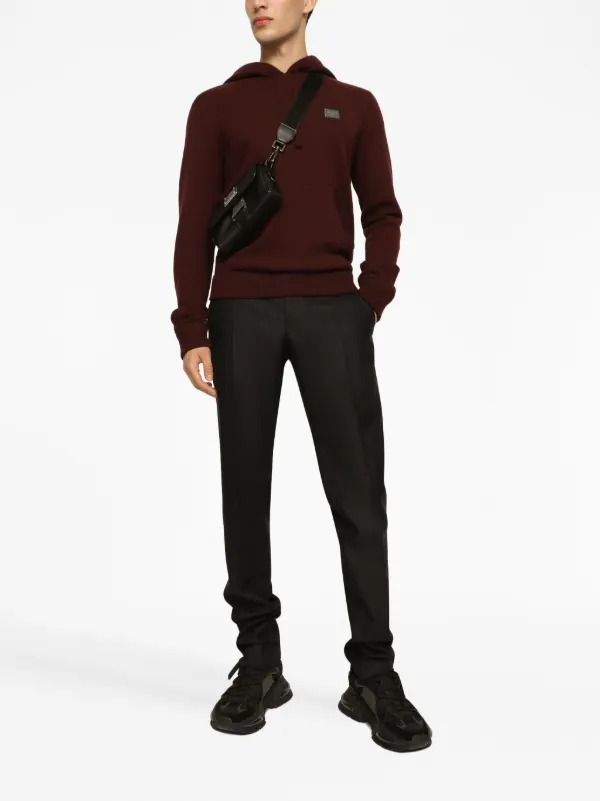 Dolce & Gabbana ロゴプレート ニットパーカー | ブラウン