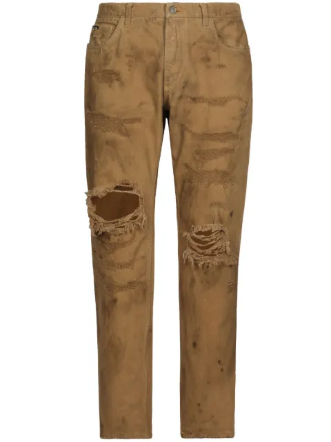 Dolce & Gabbana jeans slim con detalles rasgados