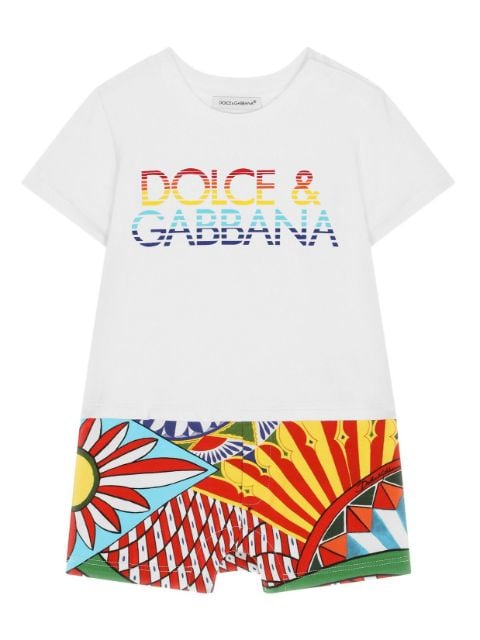 Dolce & Gabbana Kids romper con logo estampado