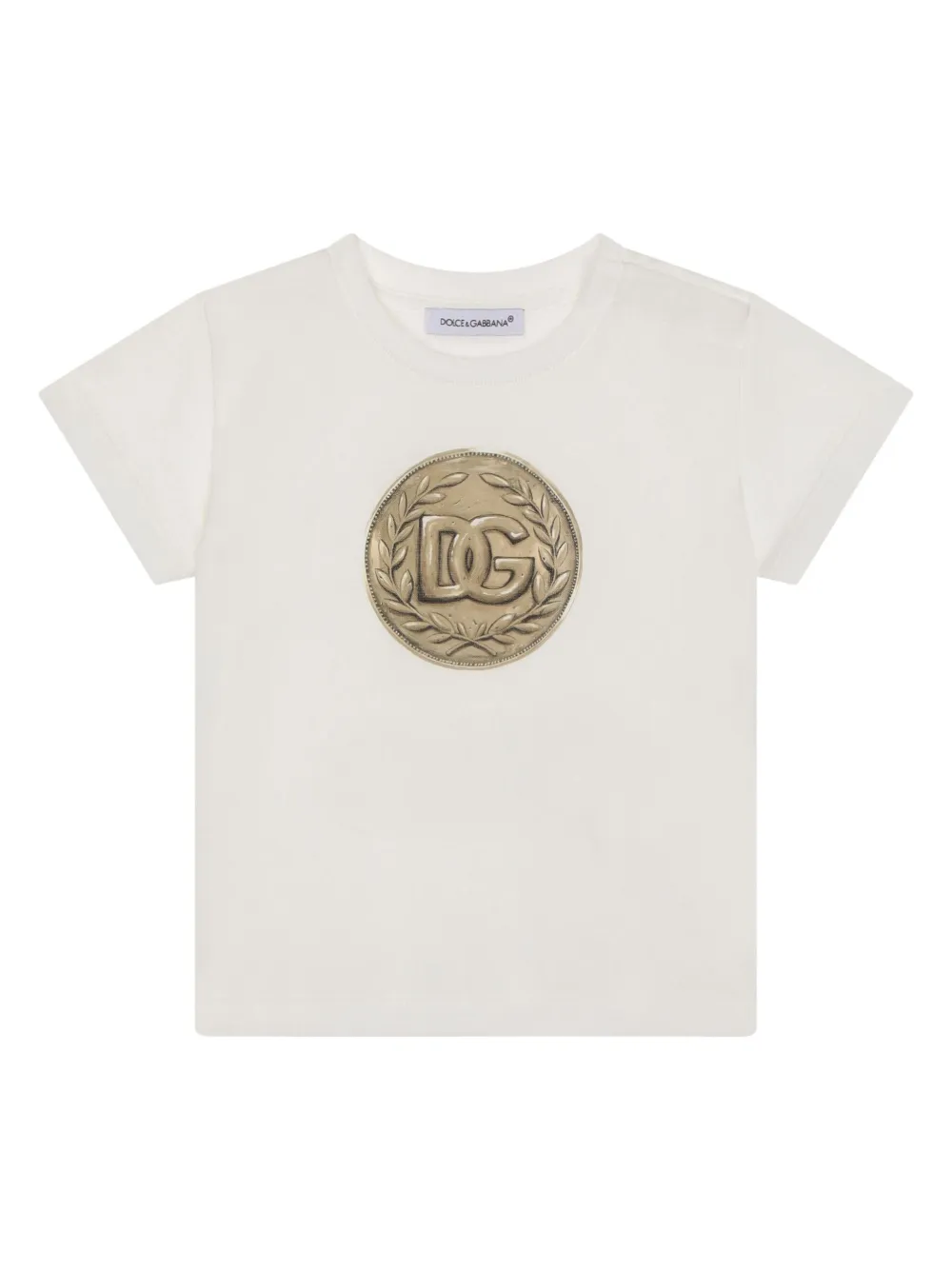 Dolce & Gabbana Babies' Coin-print Crew-neck T-shirt In White