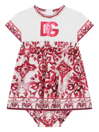 Dolce & Gabbana Kids Majolica-print Cotton Dress | Red | FARFETCH