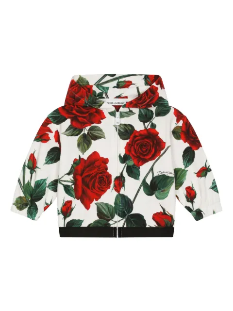 Dolce & Gabbana Kids rose-print zip-up hoodie