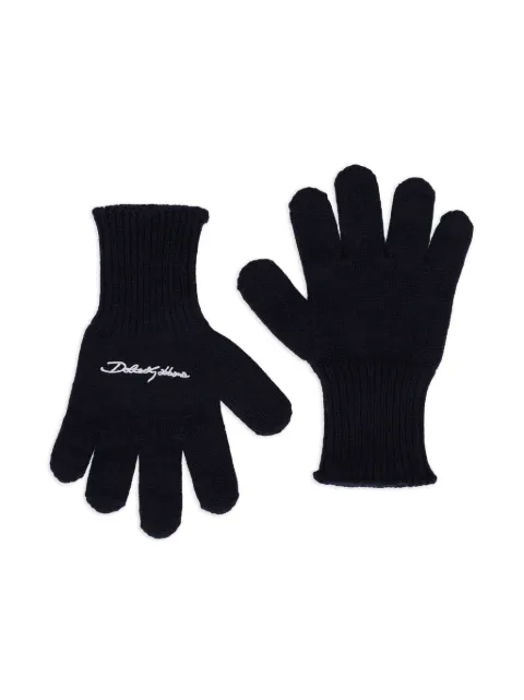 Dolce & Gabbana Kids logo-embroidered virgin-wool gloves