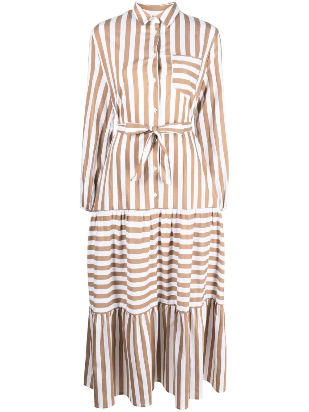 Semicouture Striped Maxi Dress In Weiss