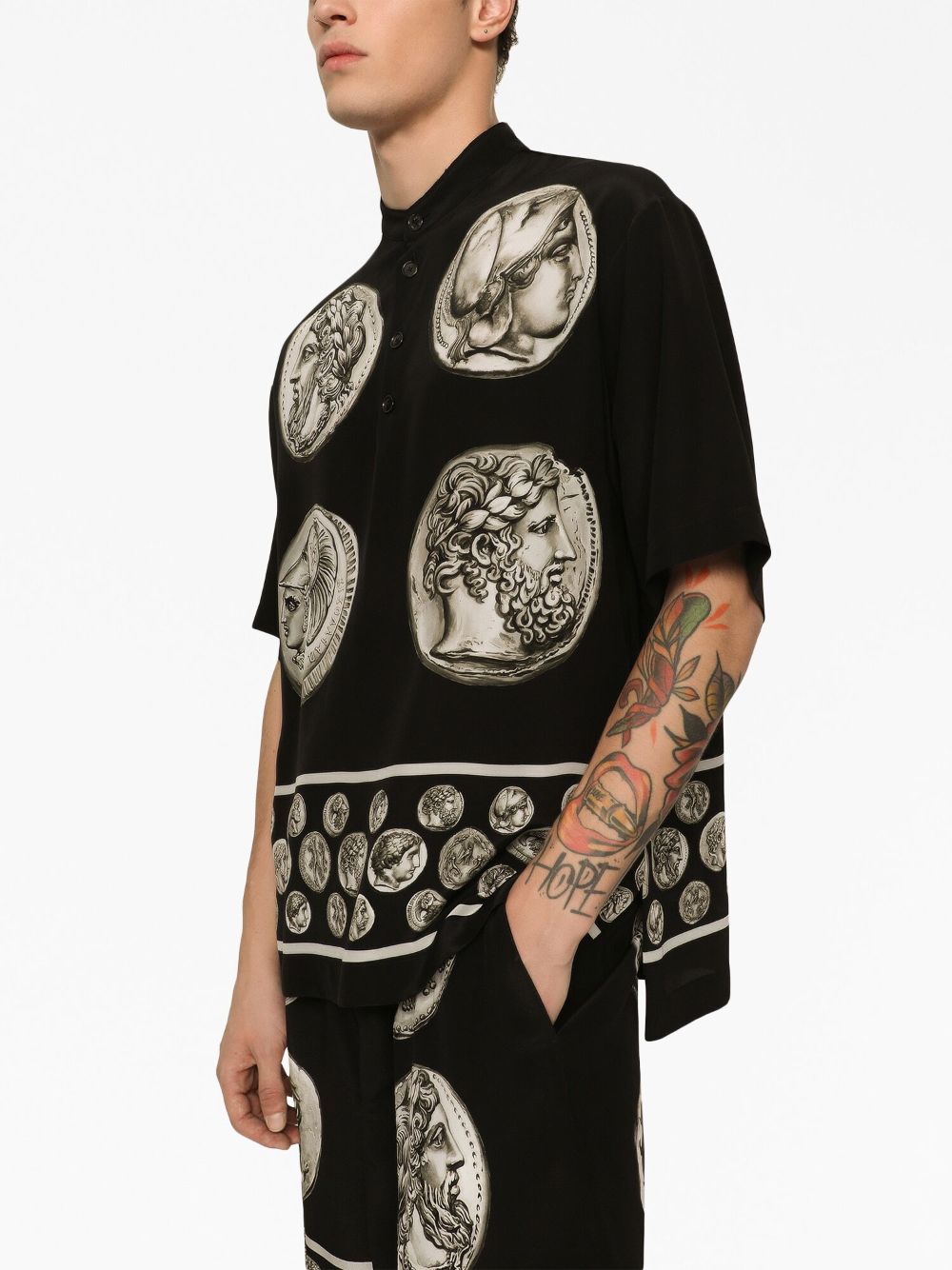 Shop Dolce & Gabbana Coin-print Silk T-shirt In Black