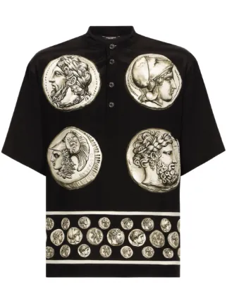 Dolce & Gabbana コインプリント Tシャツ ブラック DOLCE & GABBANA 新作Tシャツ 半袖 コットン ブラック コイン柄