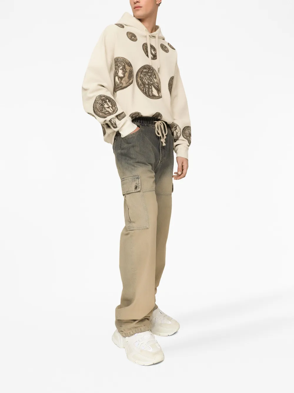 Dolce & Gabbana graphic-print long-sleeved Hoodie | Neutrals