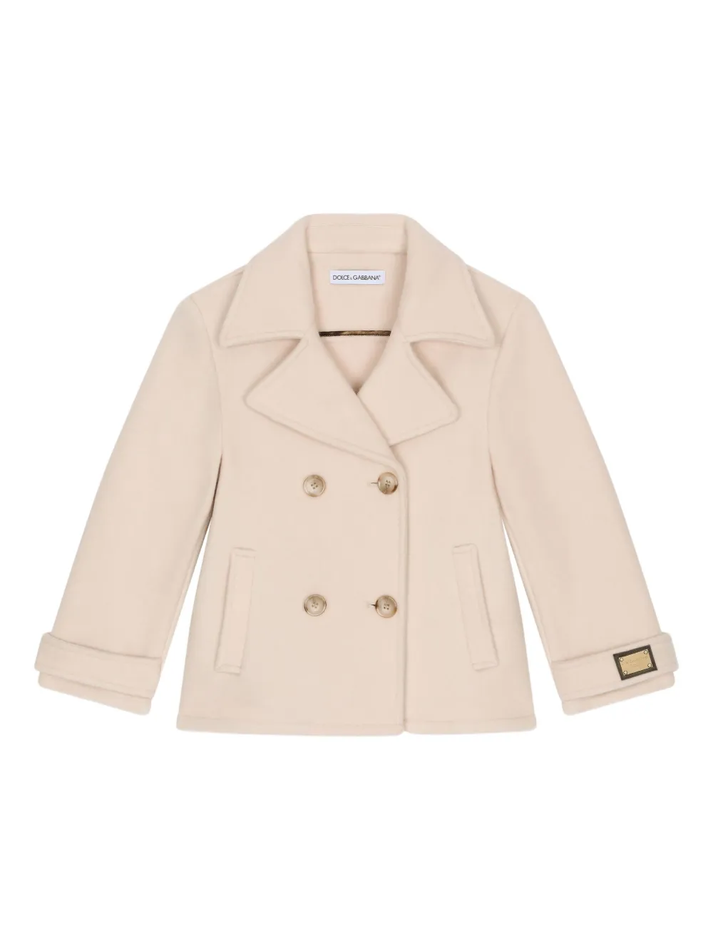 Dolce & Gabbana Wool-blend Pea Coat In Neutral