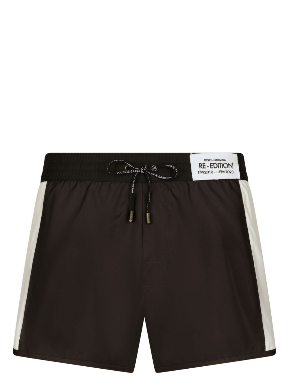 Dolce & Gabbana Brown Patch Swim Shorts In 8b336 Moro/nero