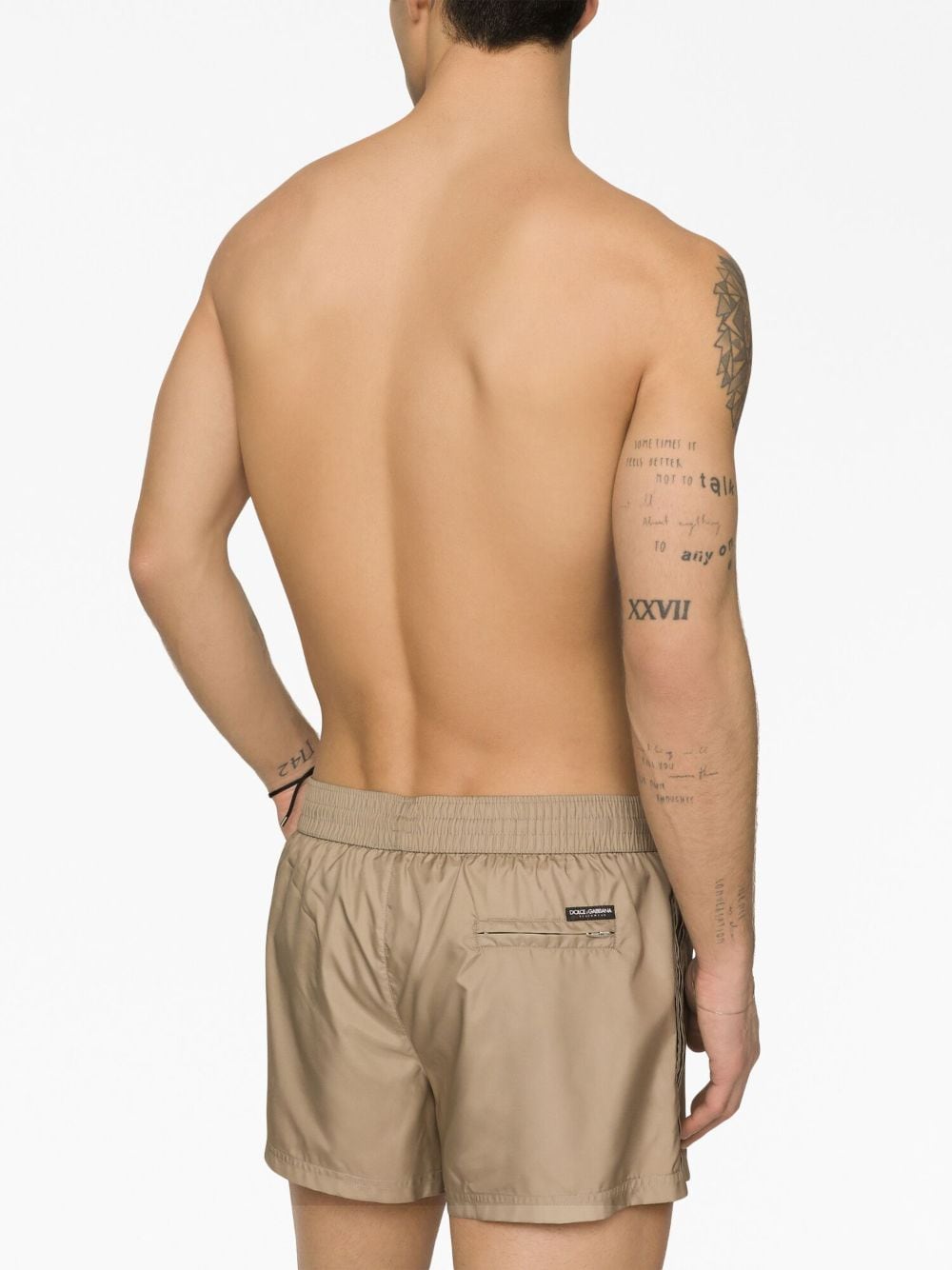 Shop Dolce & Gabbana Logo-patch Swim Shorts In Neutrals