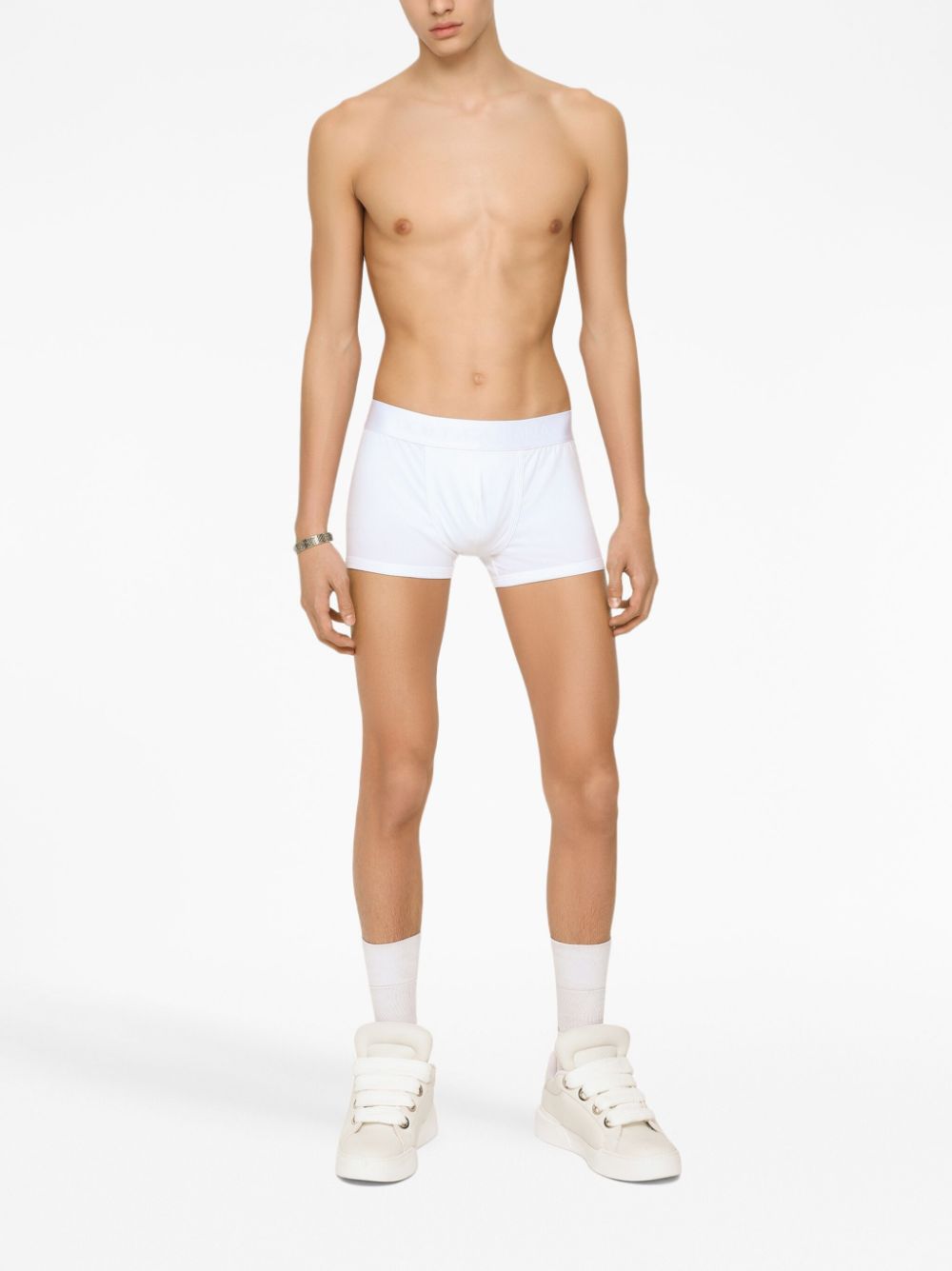 Shop Dolce & Gabbana Logo-waistband Cotton Boxers In White