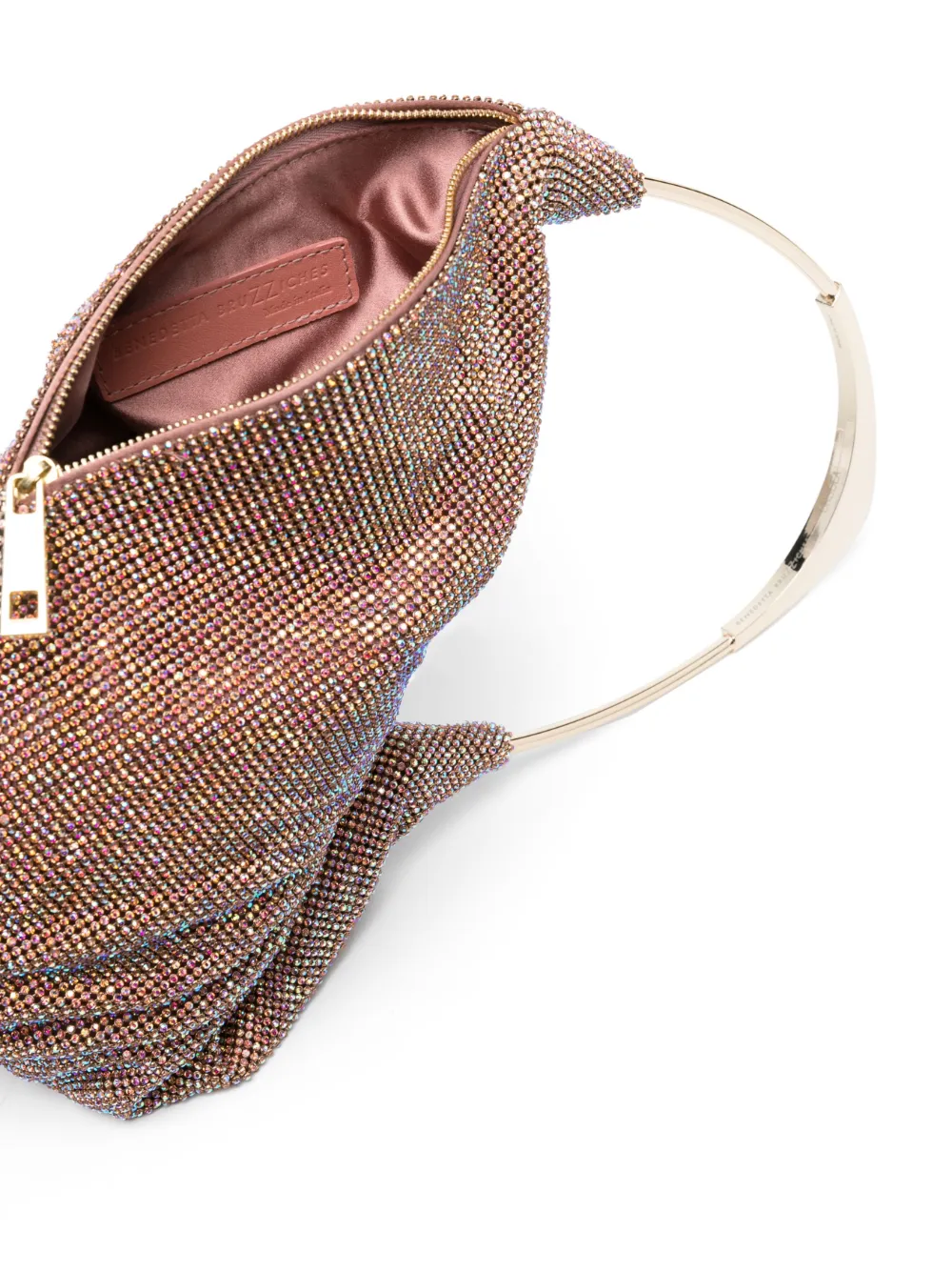 Benedetta Bruzziches Ursula Rhinestone Mesh Bag In Gold