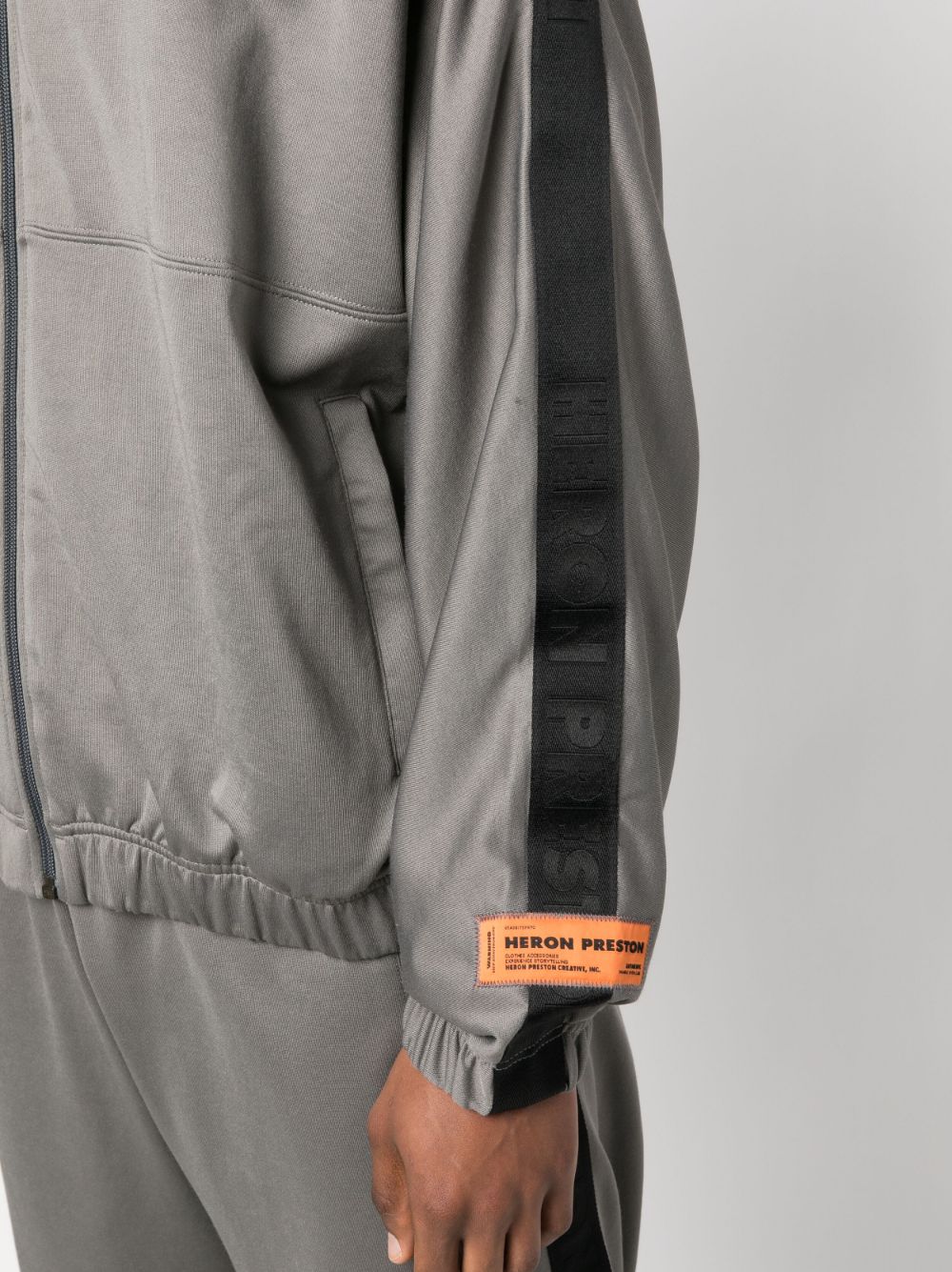 Shop Heron Preston Logo-patch Zip-up Sweatshirt In Grey