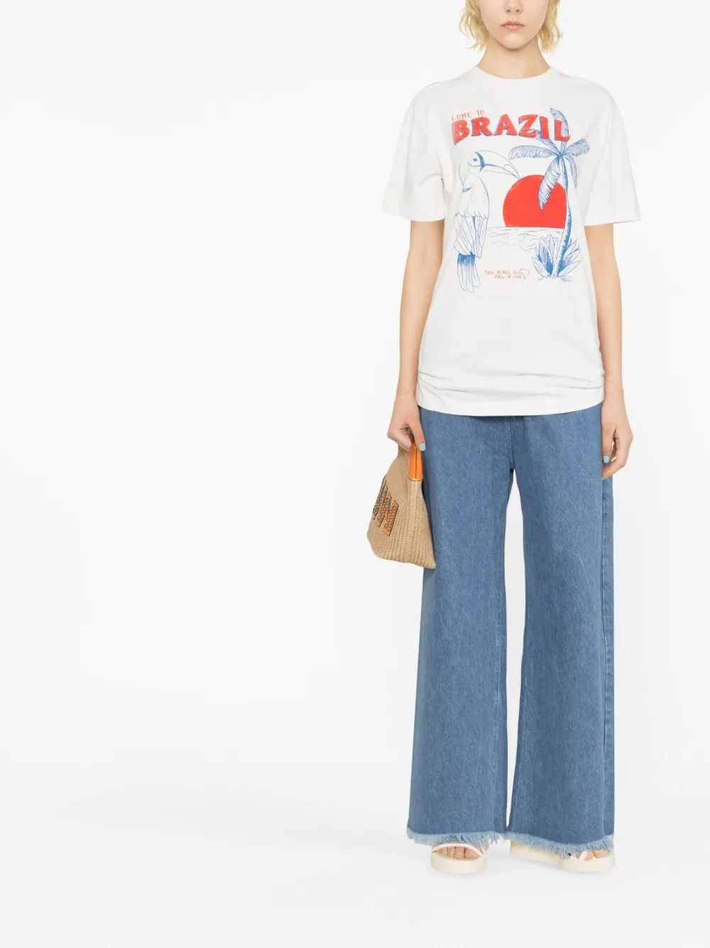 FARM Rio T-shirt met tropische print - Wit