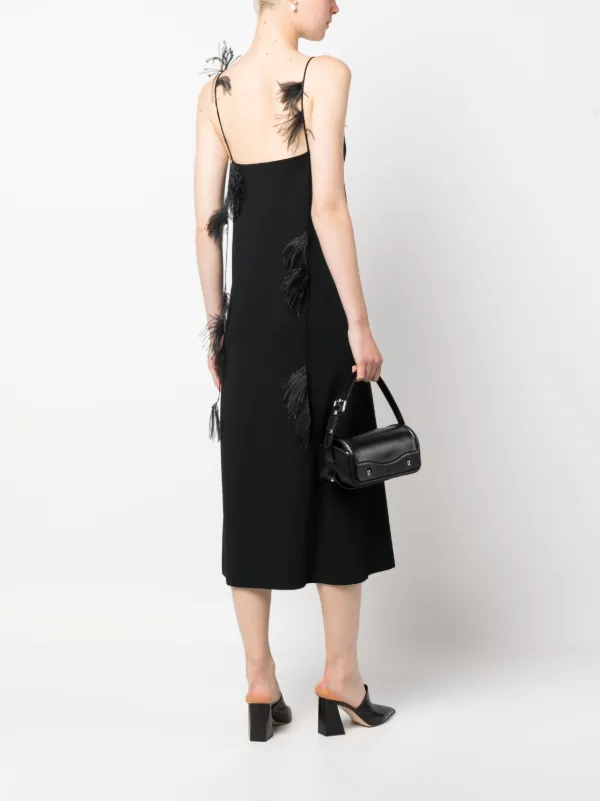 abdan muflih様 Jil Sander feather-trim Slip Dress | Black | FARFETCH