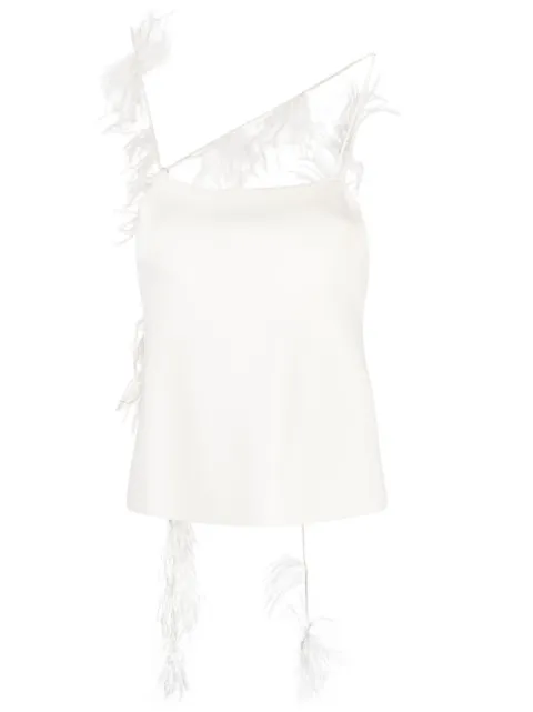 Jil Sander feather-trim camisole top