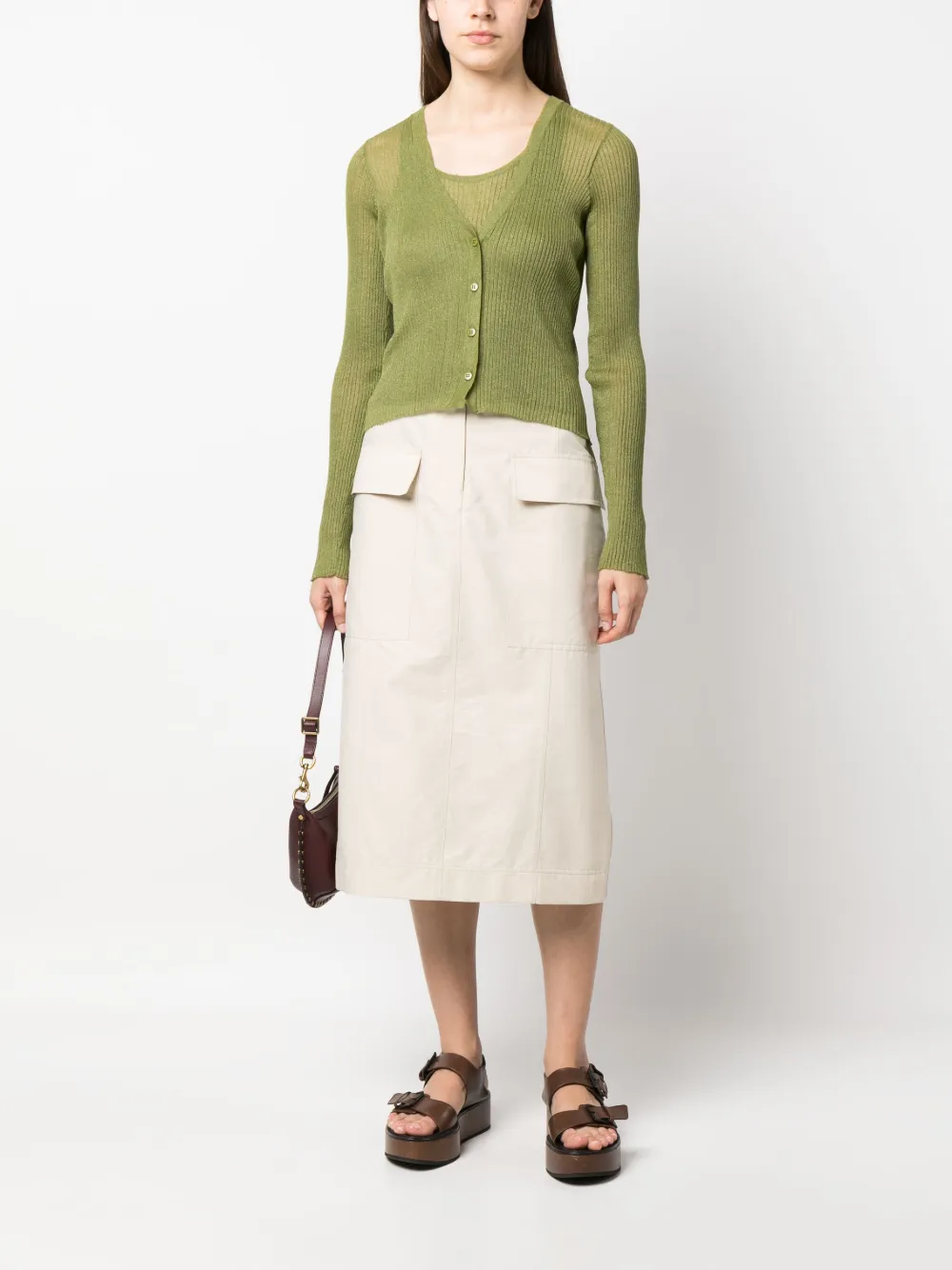 Dorothee Schumacher Ribgebreide top en vest - Groen