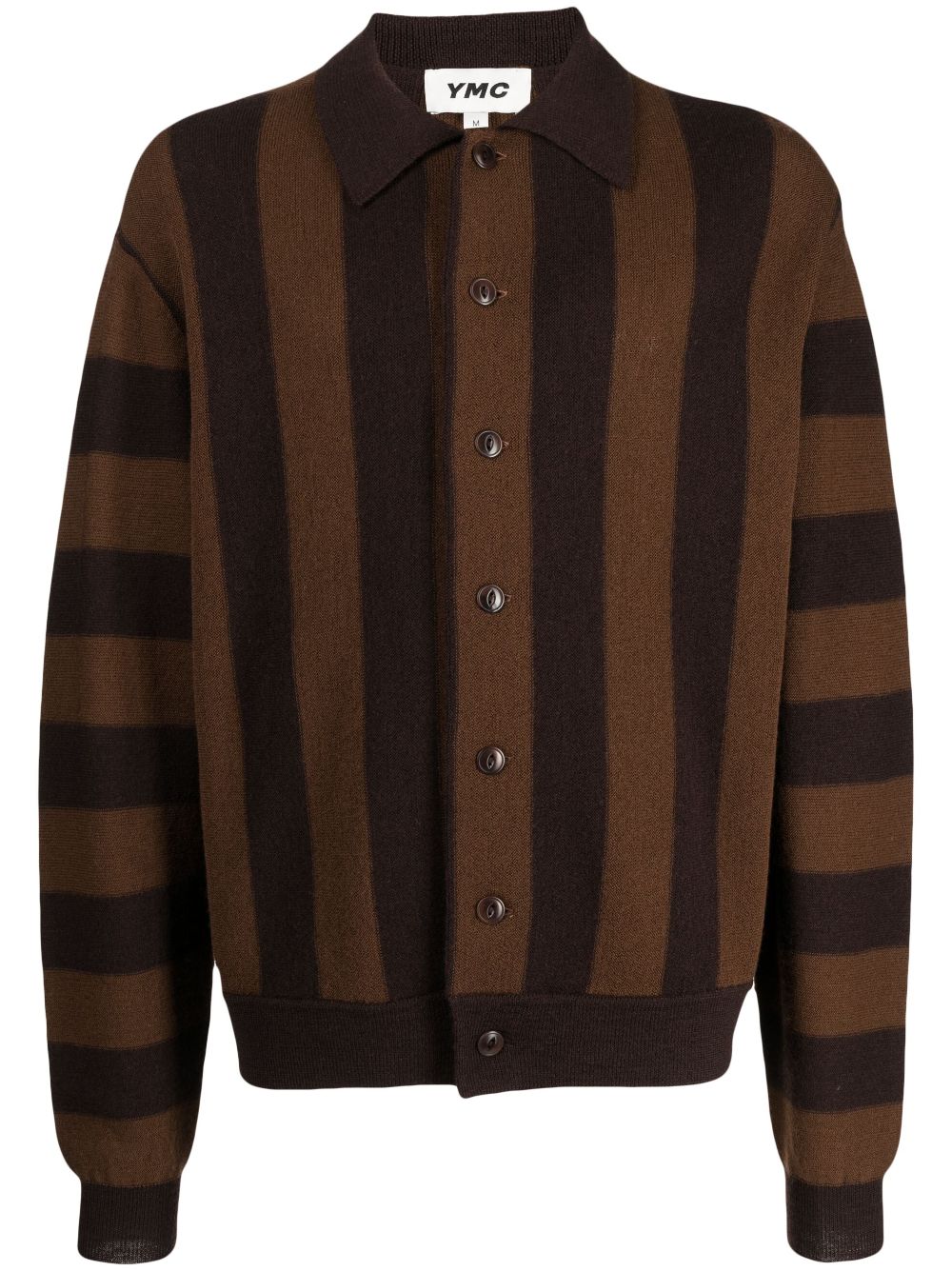 YMC YOU MUST CREATE STRIPED KNITTED WOOL CARDIGAN