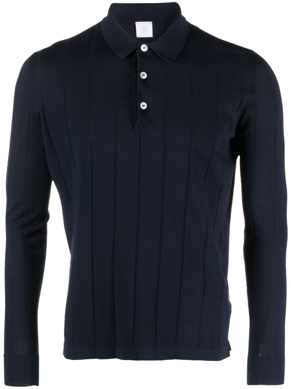 Eleventy Ribbed-knit Polo Shirt In Blue