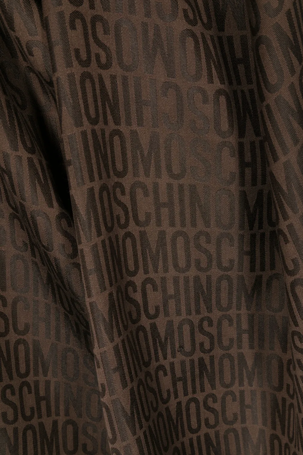Moschino Jacquard Logo Silk Scarf In Brown