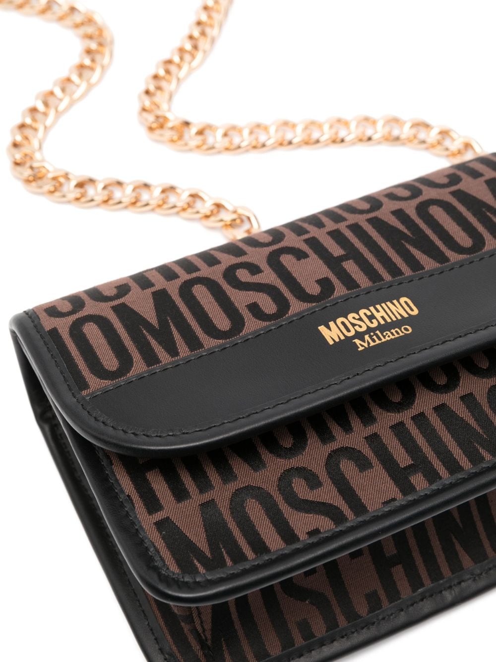 Shop Moschino Monogram-print Crossbody Bag In Brown