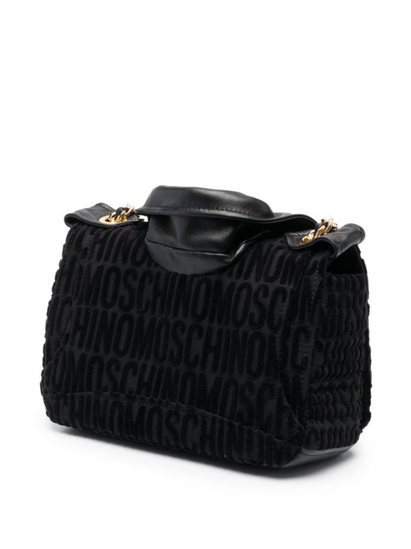 Moschino Women's Allover Logo Nylon Mini Bag - Black - Shoulder Bags