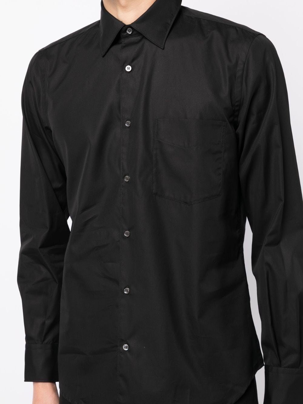 Shop Aspesi Slim-cut Cotton Shirt In Black