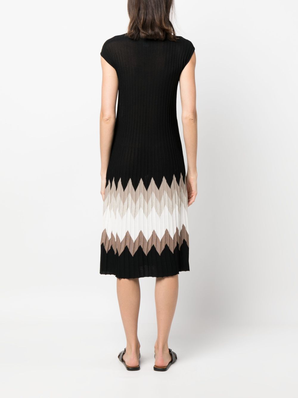 Shop Le Tricot Perugia Zigzag Pattern-detail Knitted Dress In Black