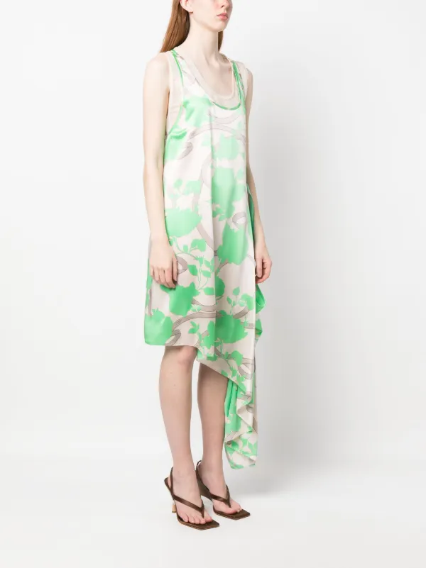 FENDI floral motif Draped Silk Dress Neutrals FARFETCH IE