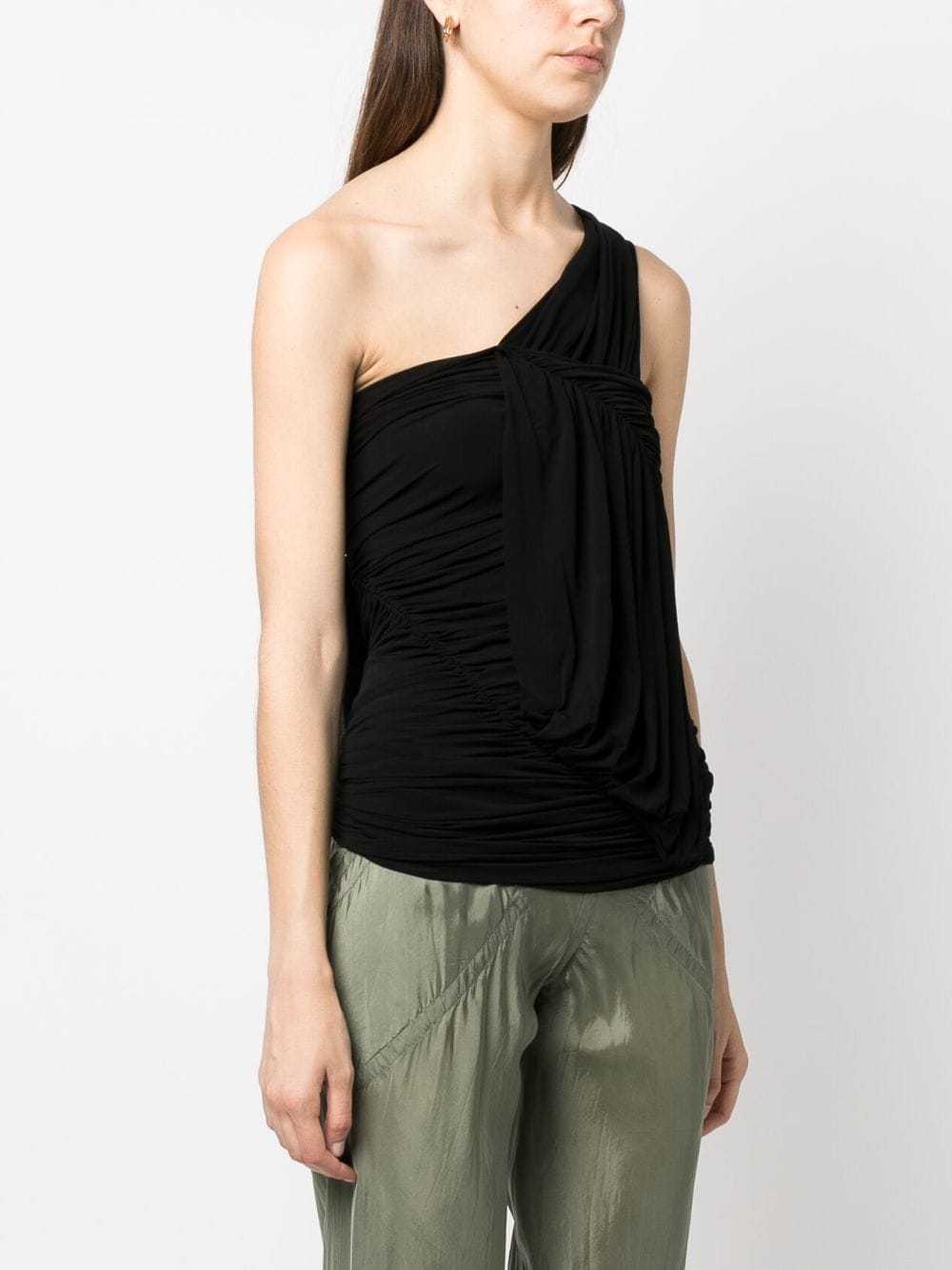 Shop Rick Owens Edfu Draped One-shoulder Blouse In Black