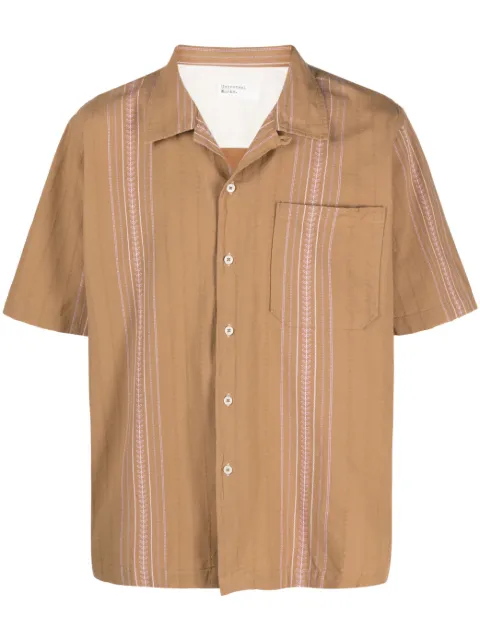 Universal Works camp-collar embroidered cotton shirt